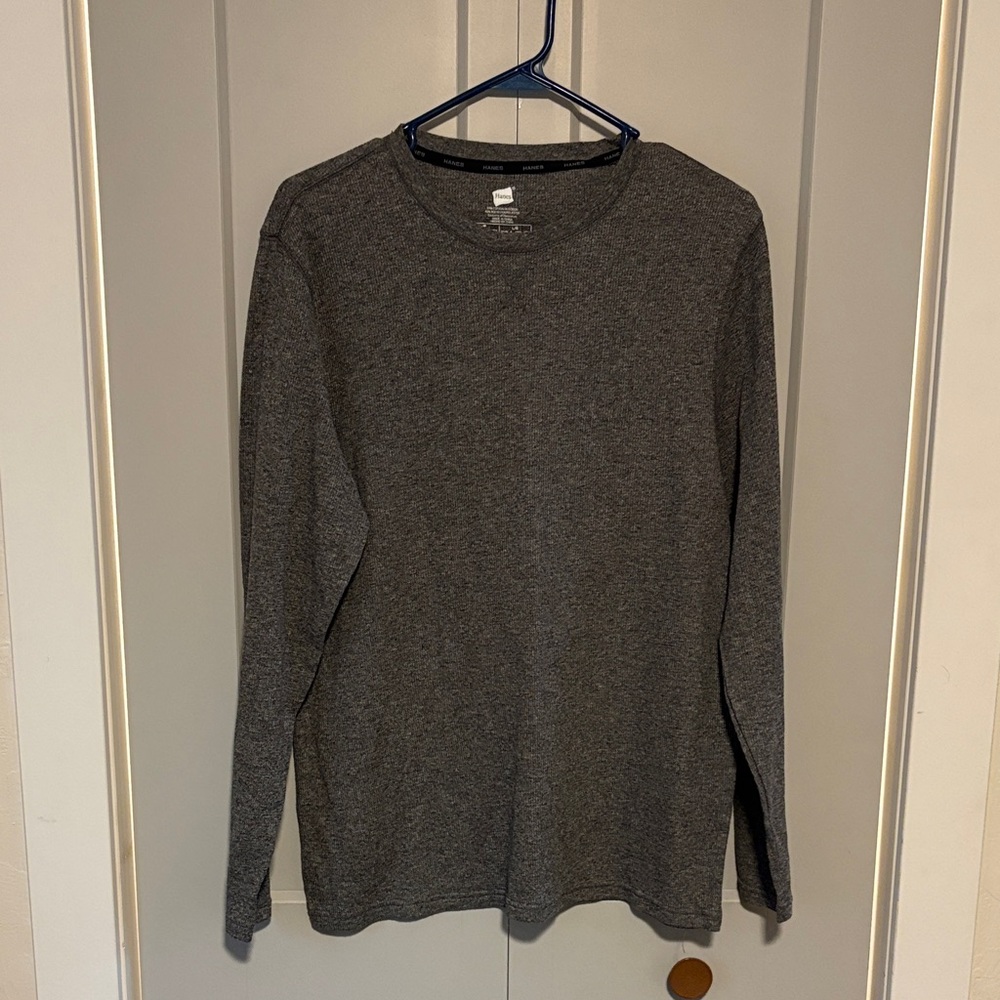 Hanes Dark Gray Long Sleeve Men's Tee